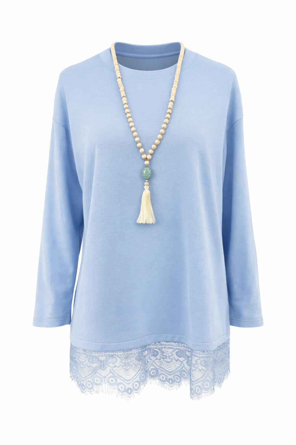 Shirt mit Spitze + Kette (versch. Farben), Gr. 36-42