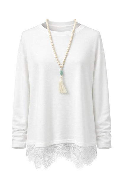 Shirt mit Spitze + Kette (versch. Farben), Gr. 36-42