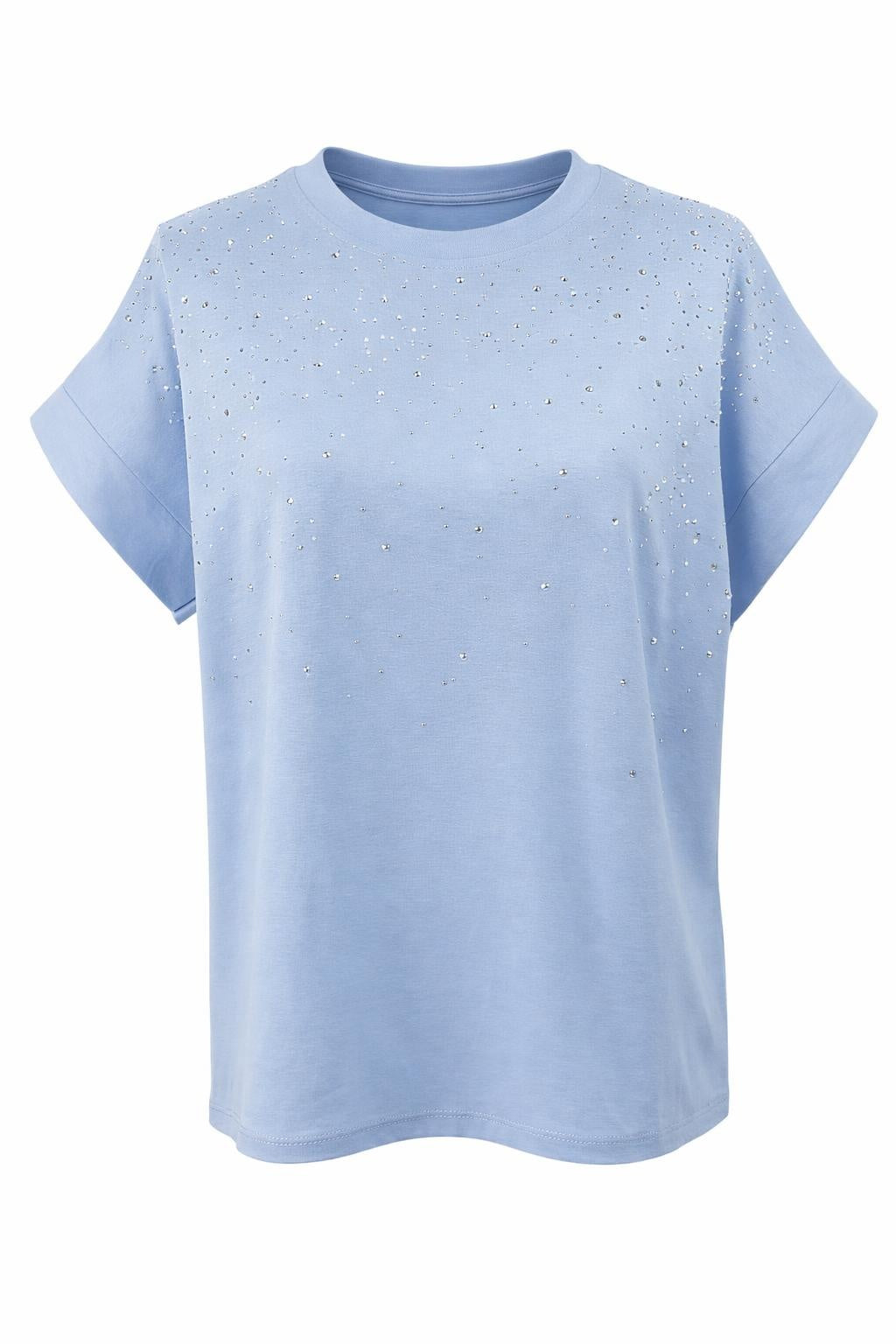 T-Shirt mit Glitzersteinen blau, Gr. 36-42