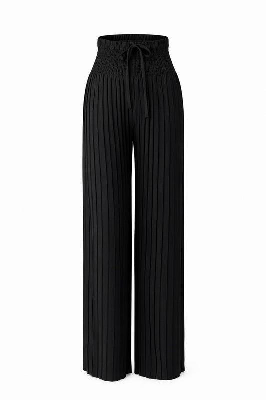 Luftige Plisseehose mit weitem Bein schwarz, Gr. 36-46