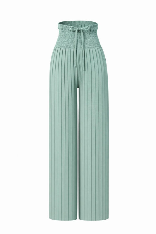Luftige Plisseehose mit weitem Bein salbei, Gr. 36-46
