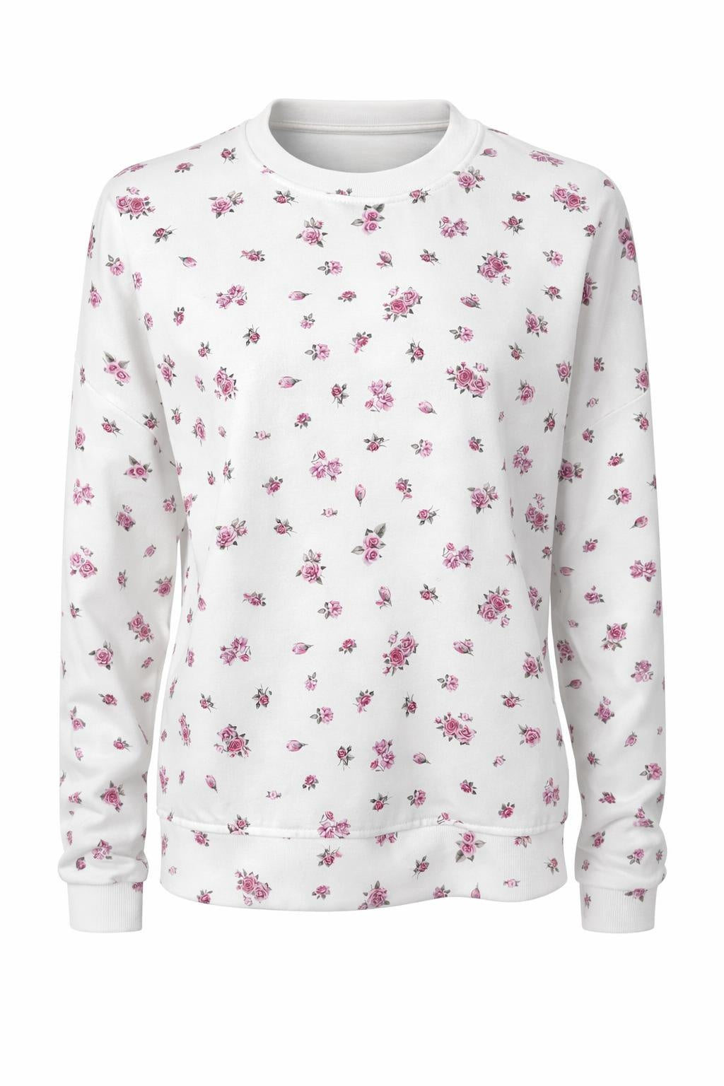 Pullover mit Blumenprint weiß, Gr. 36-42