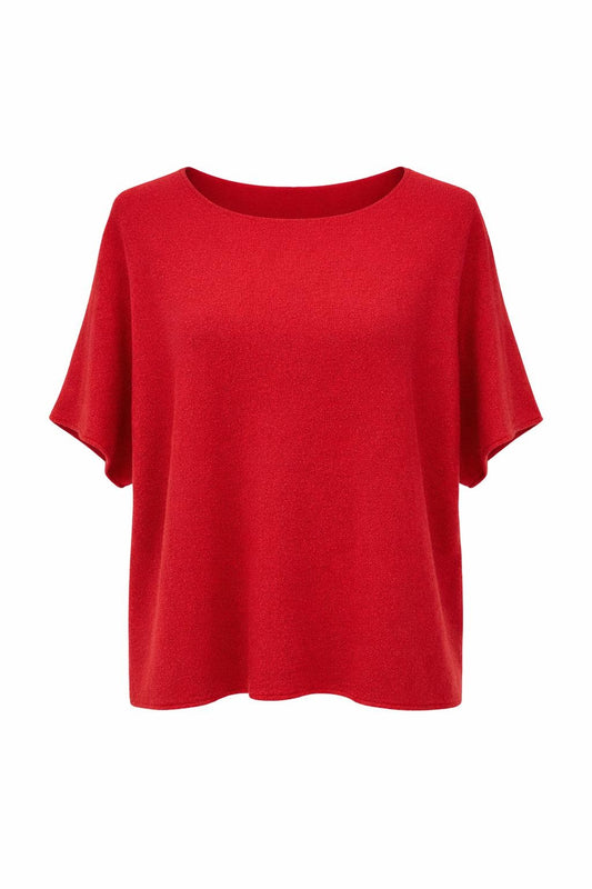 Strickshirt mit Glitzerfäden rot , Gr. 38-44