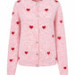 Strick-Cardigan mit Herzmuster rosa/rot, Gr. 36-42