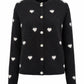 Strick-Cardigan mit Herzmuster schwarz/weiß, Gr. 36-42