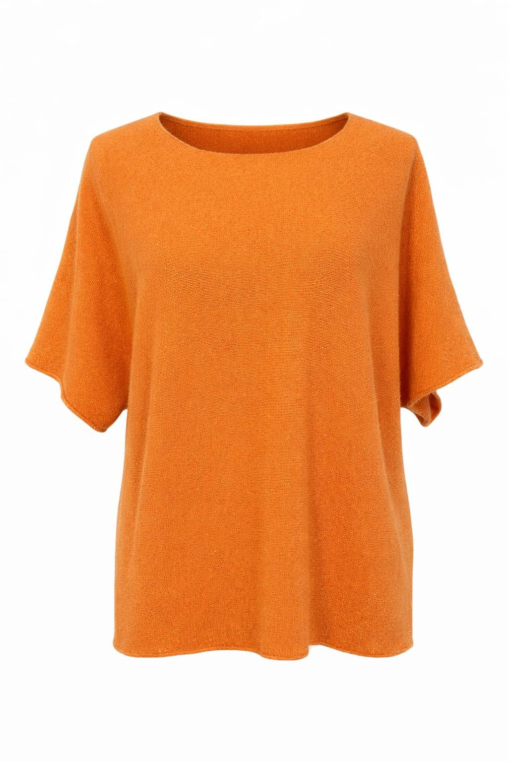 Strickshirt mit Glitzerfäden orange, Gr. 38-44
