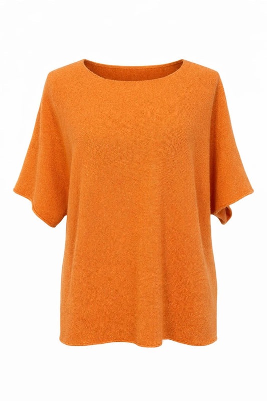 Strickshirt mit Glitzerfäden orange, Gr. 38-44
