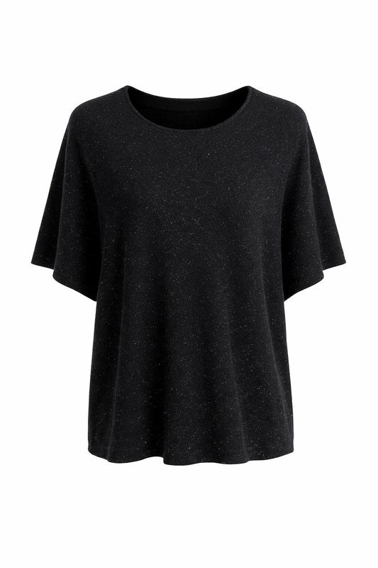 Strickshirt mit Glitzerfäden schwarz , Gr. 38-44