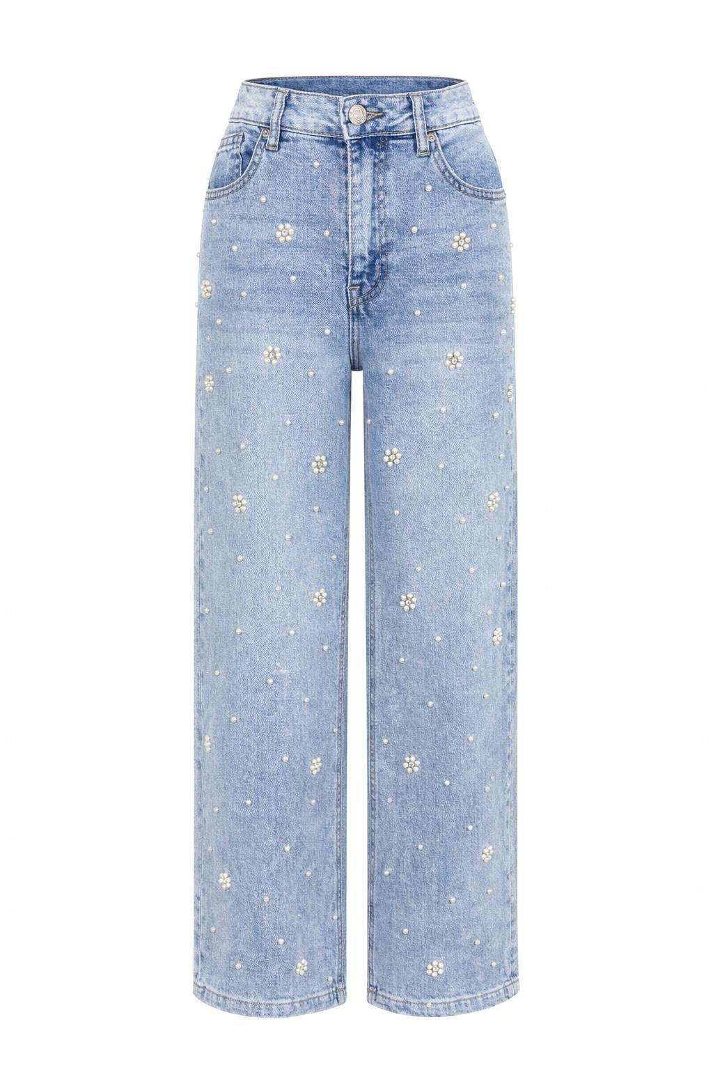 Damen Jeans mit Perlen & Blumen Gr. 34-42