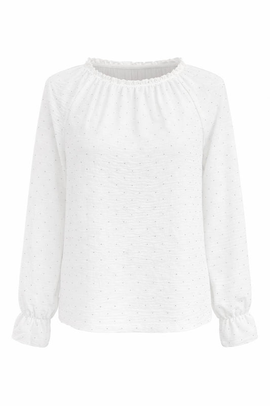 Leichte Bluse mit Glitzersteinen weiß, Gr. 34-44