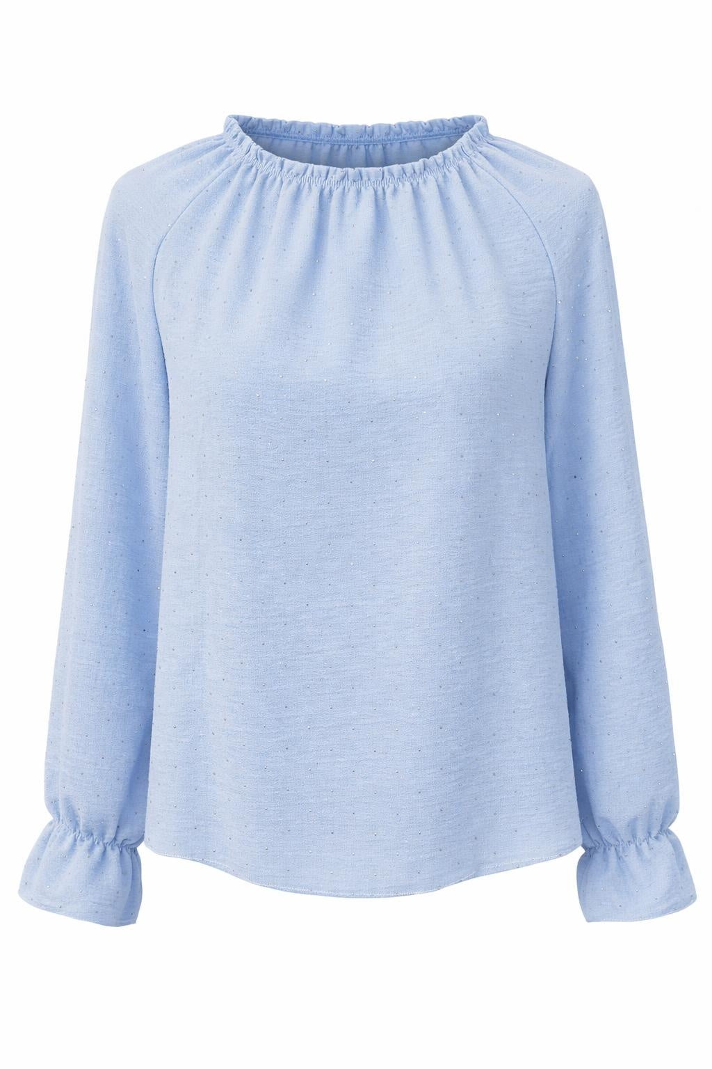 Leichte Bluse mit Glitzersteinen hellblau, Gr. 34-44