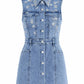 Mini-Jeanskleid Adoro mit Strass & Blumenstickerei, Gr. 34-40