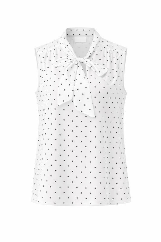 Blusentop mit feinen Polka Dots & Schleife weiß, Gr. 36-40