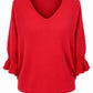 Strickpullover mit Volantsärmeln rot, Gr. 36-42