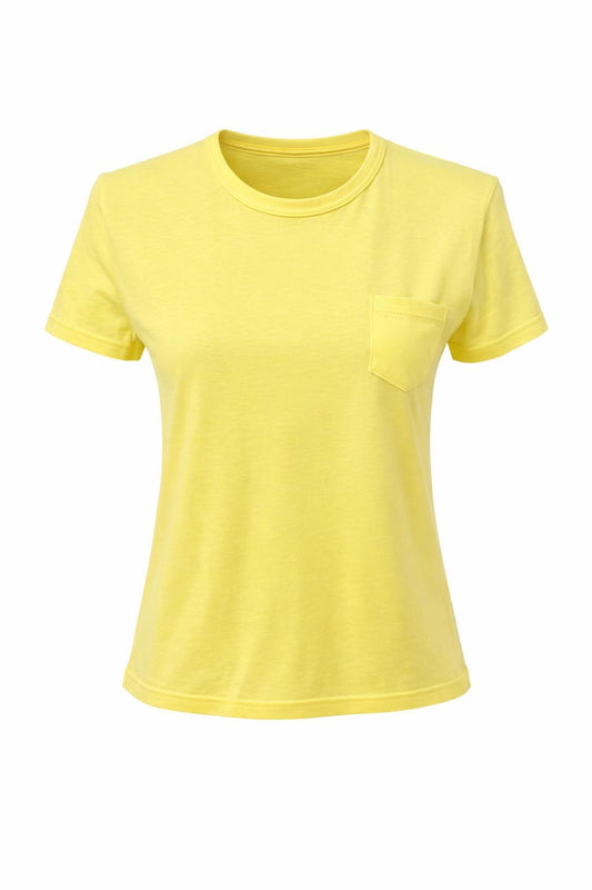 T-Shirt mit Brusttasche gelb, Gr. 34-40