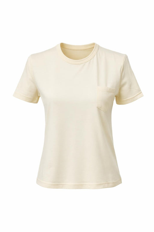 T-Shirt mit Brusttasche beige, Gr. 34-40
