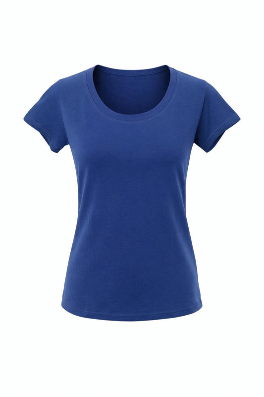 Basic T-Shirt Rundhalsausschnitt blau, Gr. 34-42
