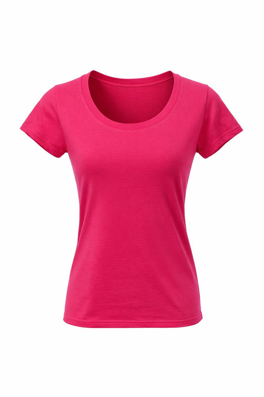 Basic T-Shirt Rundhalsausschnitt pink, Gr. 34-42