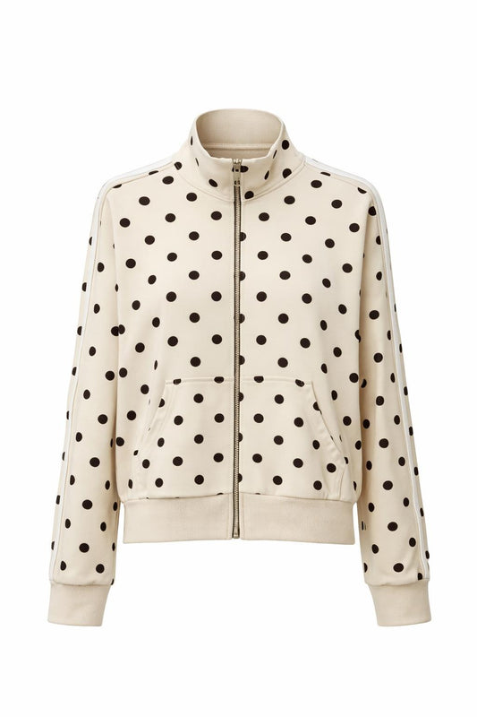 Sportliche Sweatjacke mit Punkten creme, Gr. 36-42