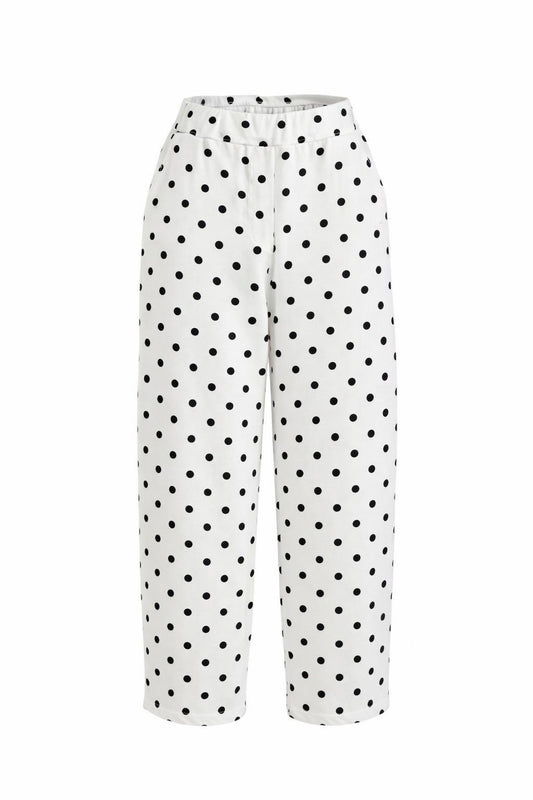 Trendige Barrel Hose Polka Dots weiß/schwarz, Gr. 38-44