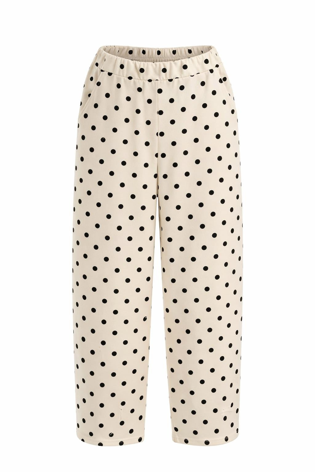 Trendige Barrel Hose Polka Dots beige/braun, Gr. 38-44