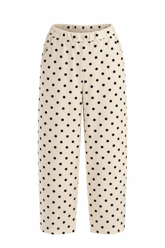 Trendige Barrel Hose Polka Dots beige/braun, Gr. 38-44