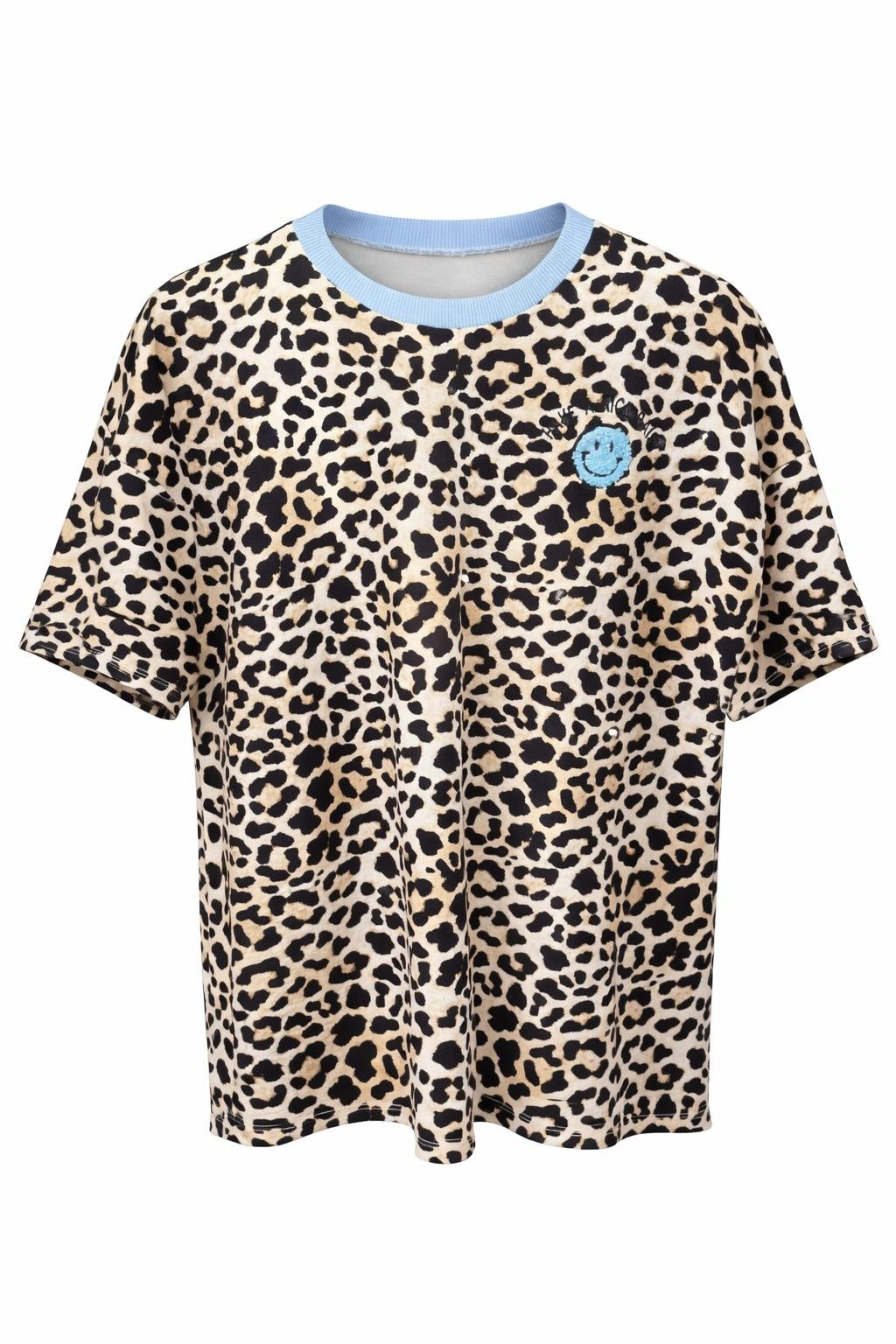 Oversized T-Shirt mit Leo Smiley Stickerei hellblau, Gr. 36-42
