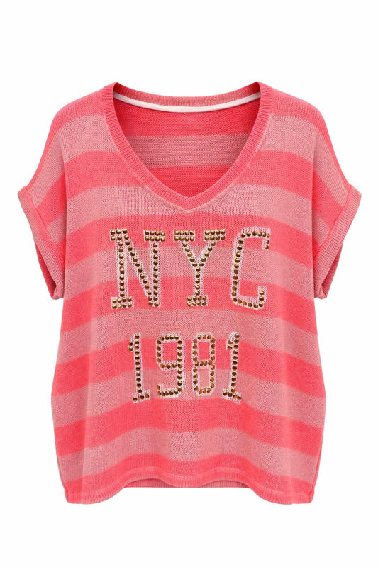 Strickshirt gestreift NYC 1981, Gr. 38-44