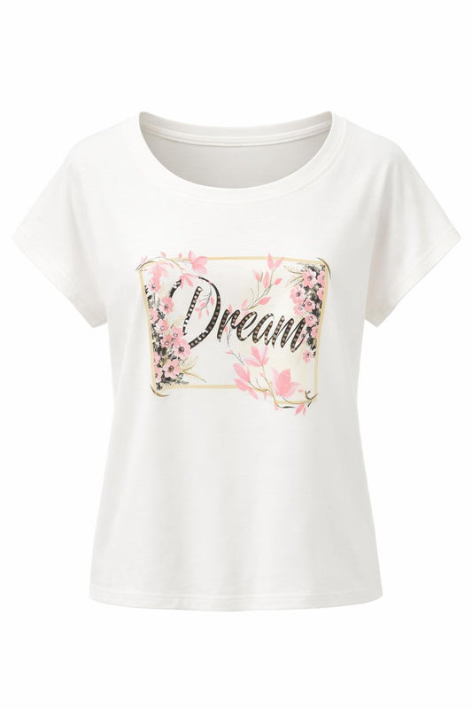 T-Shirt „Dream“ mit Blumenprint rosa, Gr. 38-44