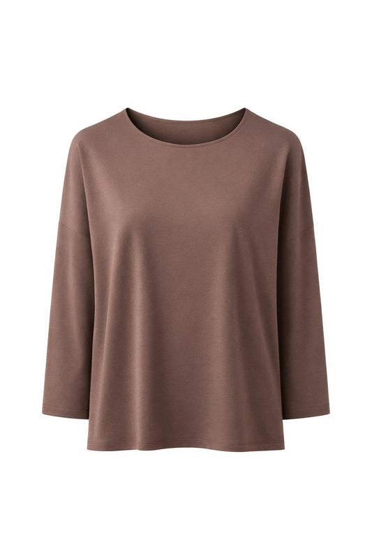 Basic Shirt-langarm schokobraun, Gr. 38-44