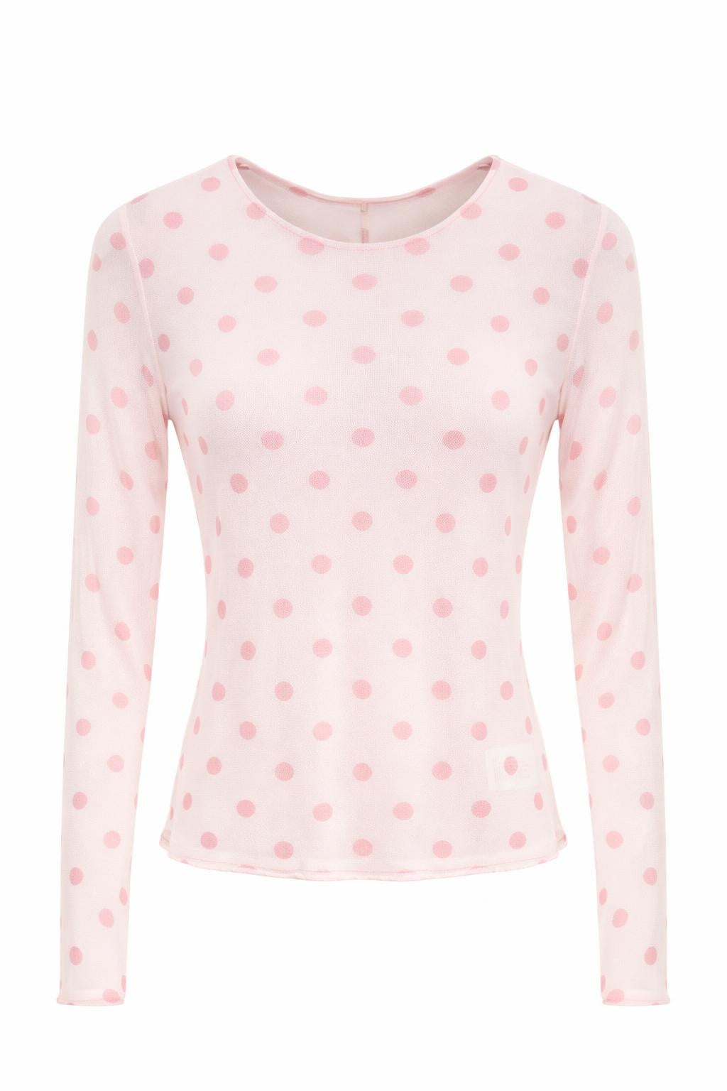 Mesh-Shirt mit Punkten rosa/pink, Gr. 34-40