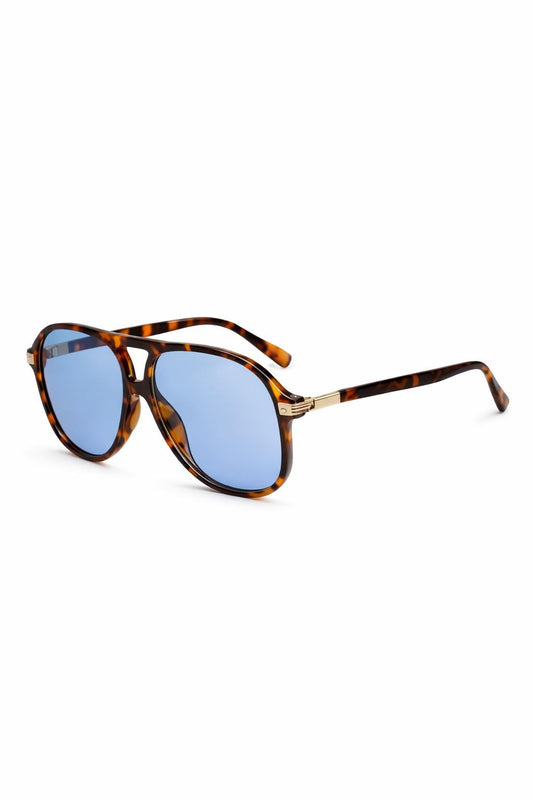 Pilot Sonnenbrille, Gemustertes Gestell – bläuliche Gläser