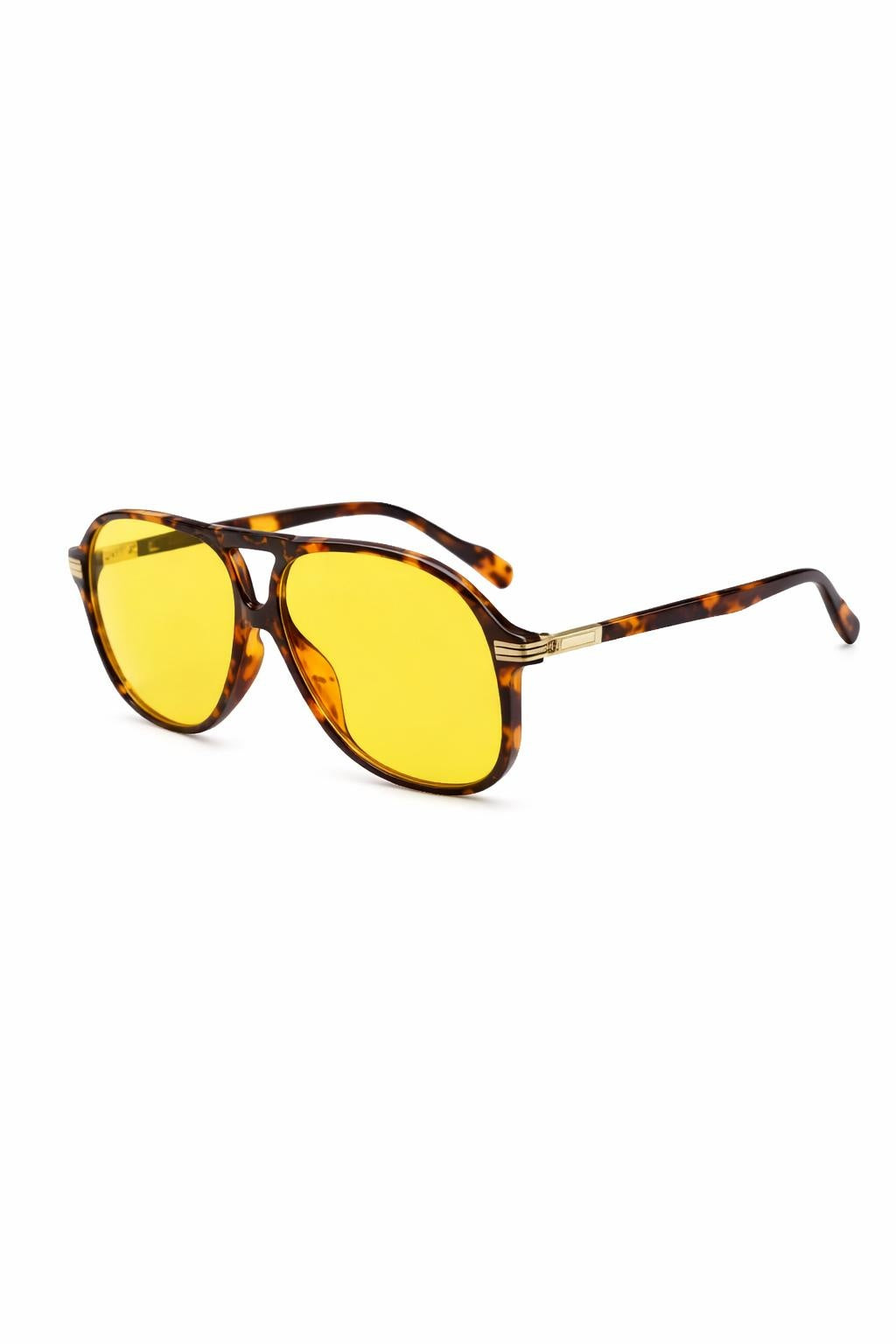 Pilot Sonnenbrille, Gemustertes Gestell – gelbliche Gläser