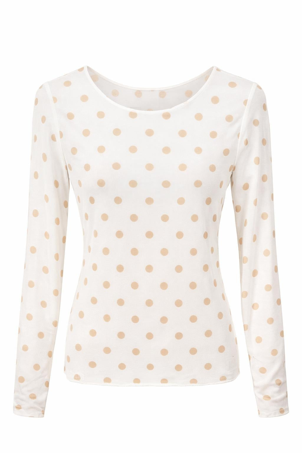 Mesh-Shirt mit Punkten beige/taupe, Gr. 34-40