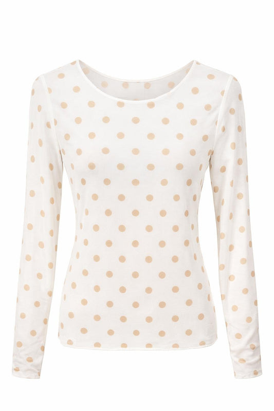Mesh-Shirt mit Punkten beige/taupe, Gr. 34-40