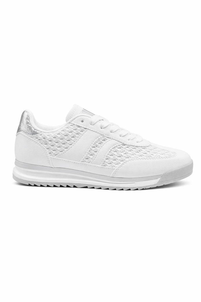 Mesh Sneaker mit silbernem Glitzer-Einsatz, Gr. 36-42