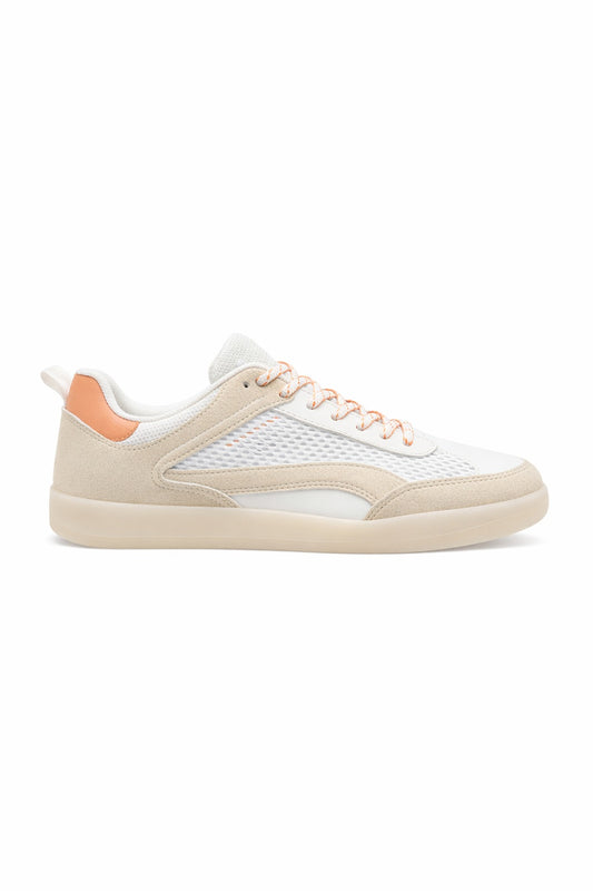 Sneaker in Mesh-Optik beige/orange, Gr. 36-41