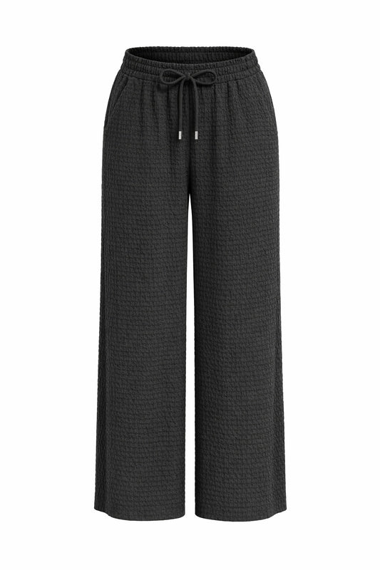 Stoffhose mit Struktur schwarz, Gr. 36-42