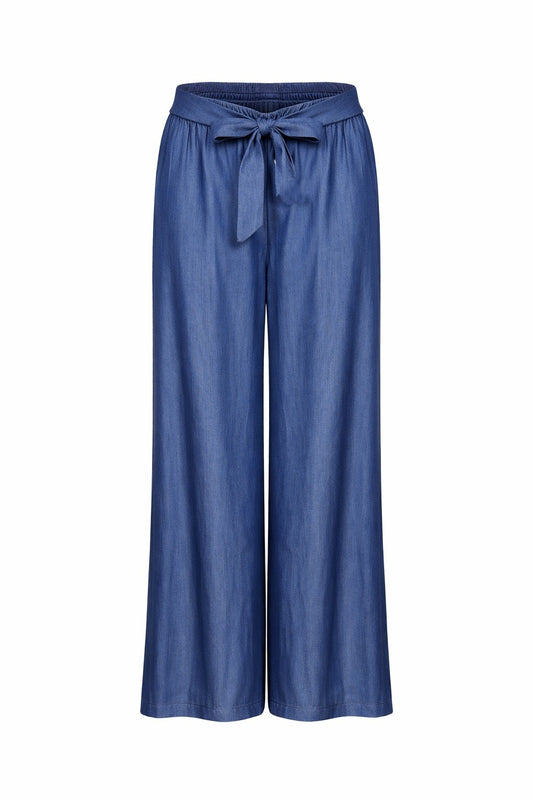 Stoffhose mit Bindegürtel dunkelblau, Gr. 36-42