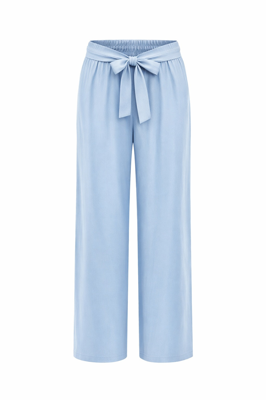 Stoffhose mit Bindegürtel hellblau, Gr. 36-42
