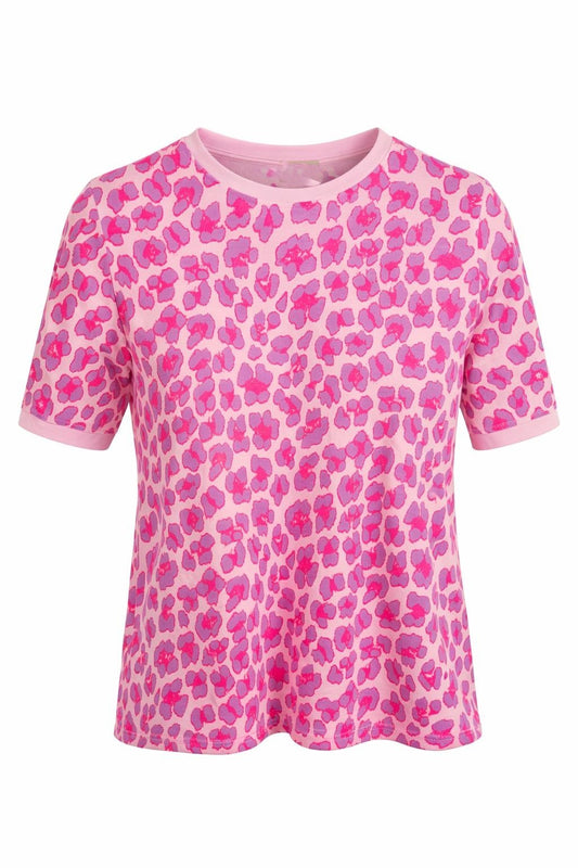 Shirt im Leo-Style neonpink/flieder,  Gr. 34-40