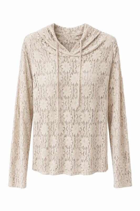 Spitzen Hoodie taupe, Gr. 36-42