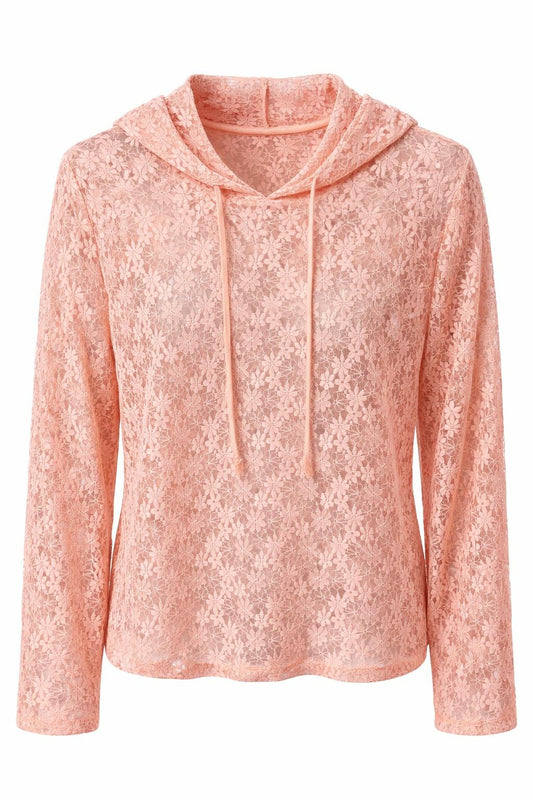 Spitzen Hoodie apricot, Gr. 36-42