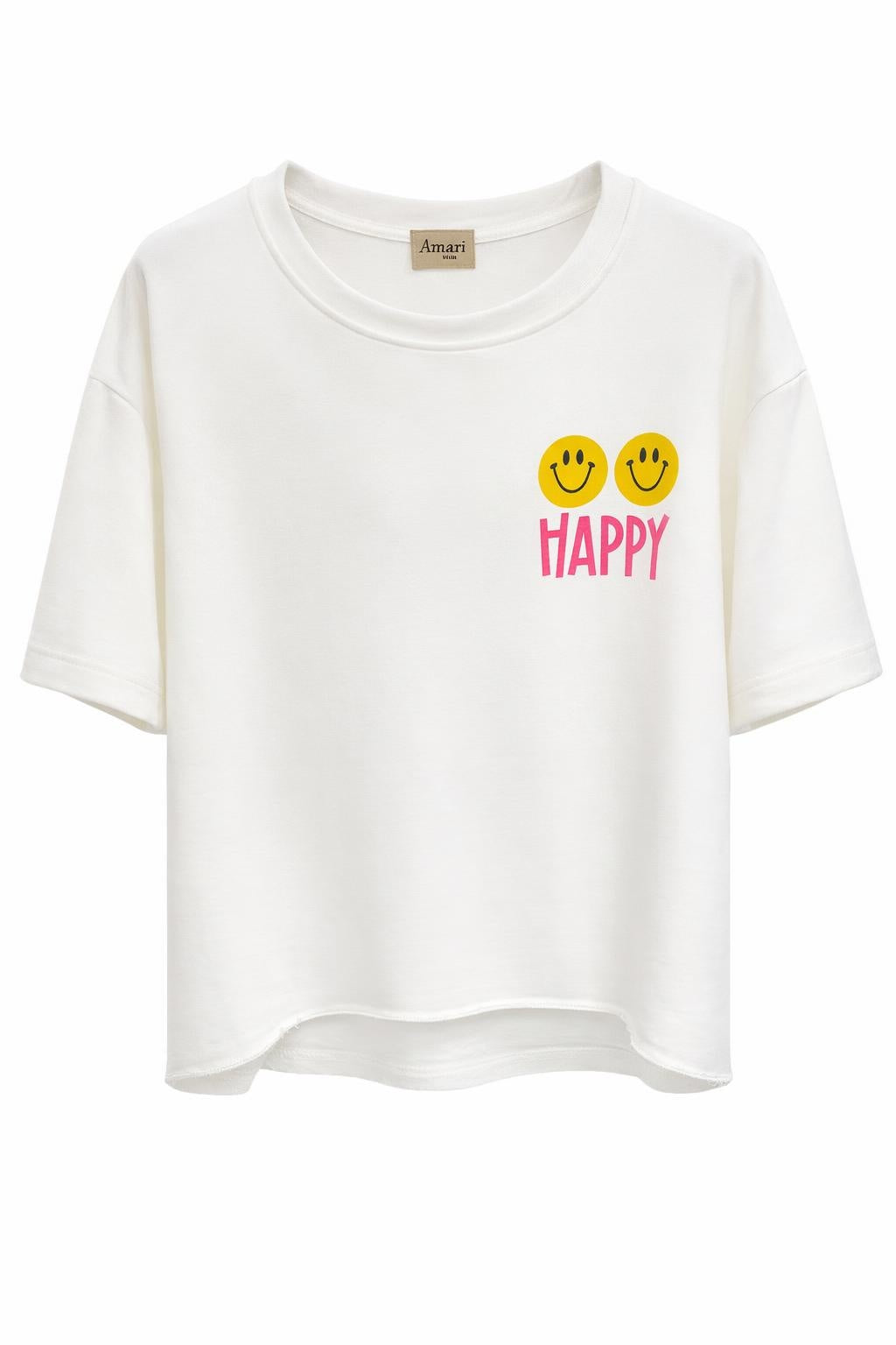 Shirt "Happy" off-white, Gr. 36-42