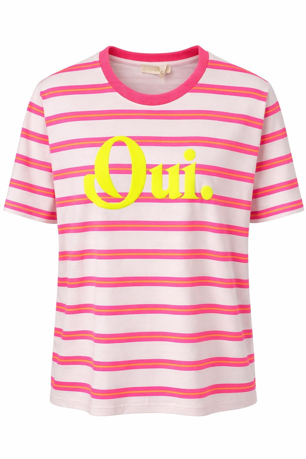 Streifen-Shirt "Oui" neon, Gr. 36-42