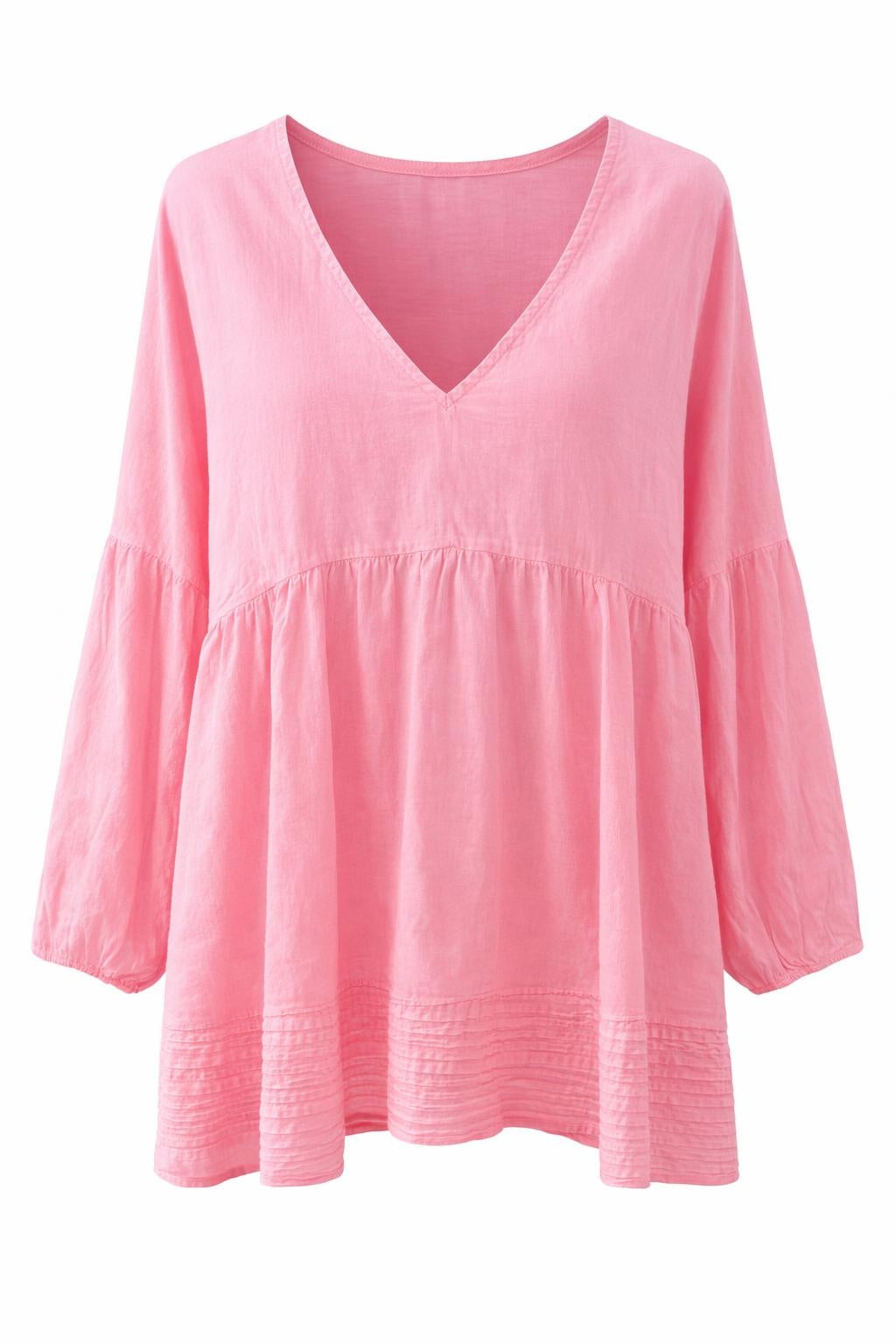 Tunika-Bluse neonpink, Gr. 38-44