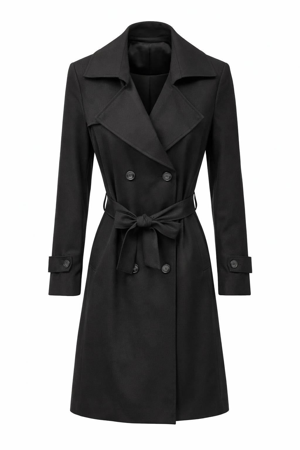 Trenchcoat mit Bindegürtel schwarz, Gr. 36-40