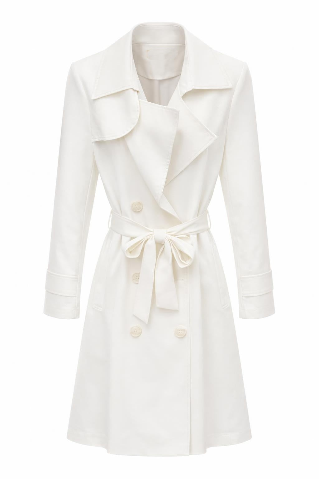 Trenchcoat mit Bindegürtel weiß, Gr. 36-42
