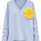 Sweatshirt mit Blüten-Detail blau, Gr, 38-44
