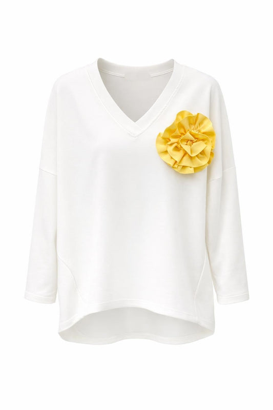 Sweatshirt mit Blüten-Detail weiß, Gr. 38-44